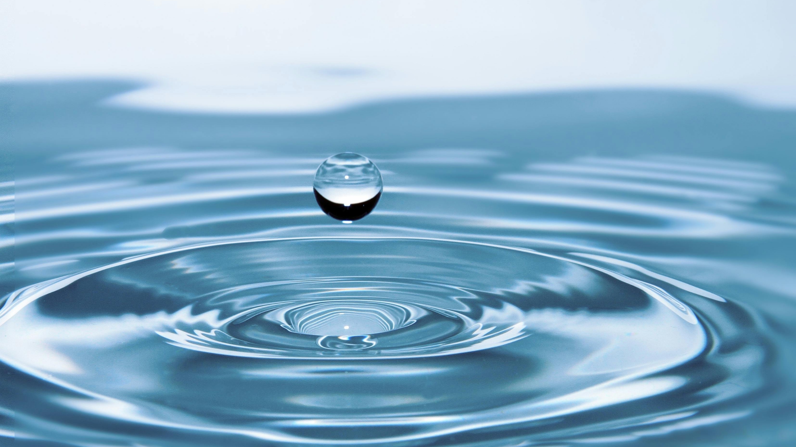 水面に水滴が落ちている様子